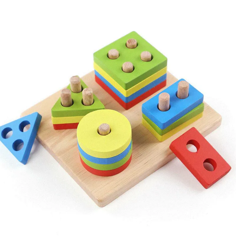 Wooden Sorting Stacking Montessori Toys Color Recognition Blocks Matching Puzzle Fine Motor Skill Educational Learning Toy