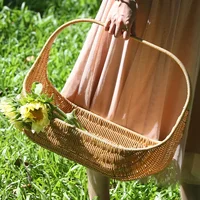 Wicker Picnic Basket with Handle Open Top Garden Harvest Basket Fruit Vegetable Easter Candy Eggs Gathering Baskets 1