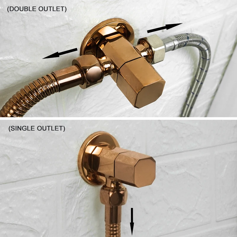 Rose Gold Brass Copper Black White Angle Valve for Kitchen Bathroom Toilet Cold and Hot Water Control Stop Valve G1/2 Connector
