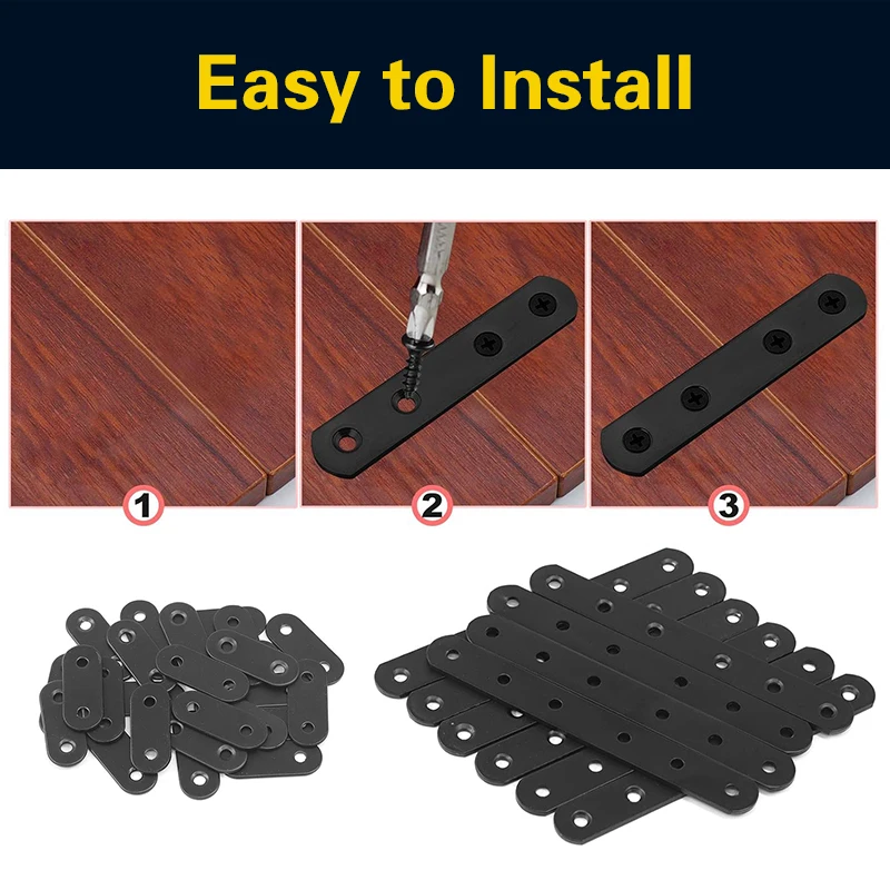 Angle Bracket 2/ 4/ 10 Pack Flat Plate Straight Bracket Flat Metal Brace Bracket Metal Brackets Mending Repair Plate Brace