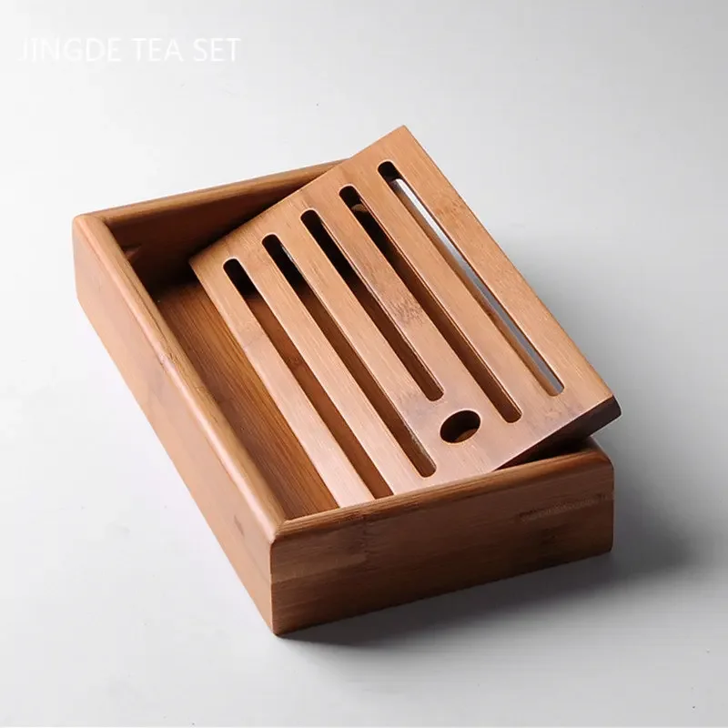 Large Capacity Water Storage Bamboo Tray Delicate Round Tea Board Chinese Tea Set Trays Decorative Traditional Tea Accessories images - 6