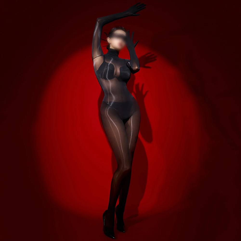 Bodysuit Stockings Full Body Stockings Brand New Long Sleeve Medium Stretch Nylon Fabric Sexy Style Solid Color