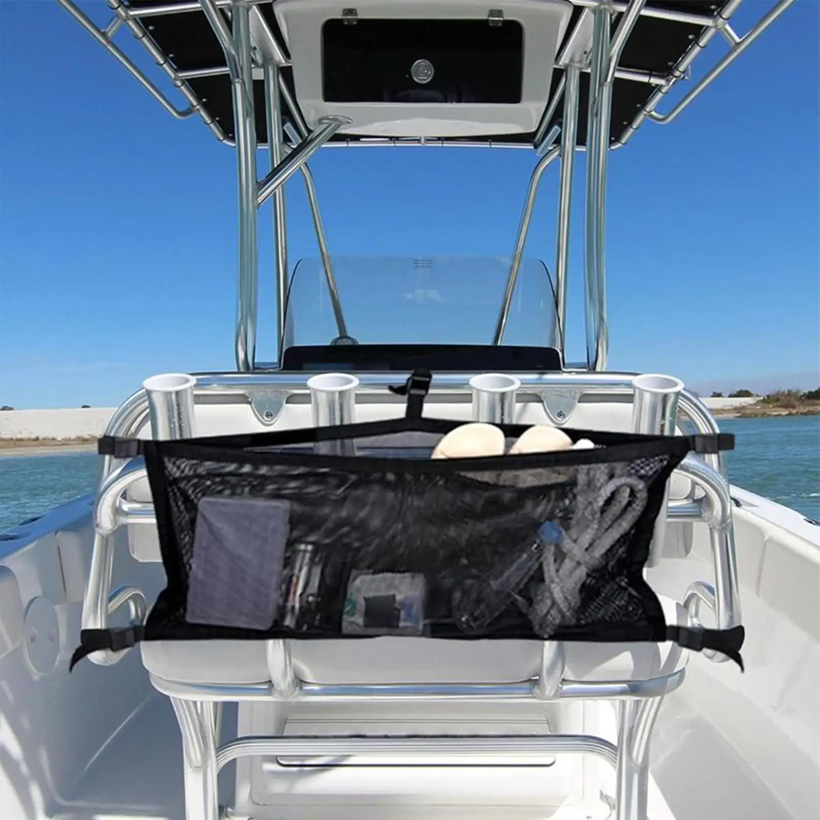 Life Vest Bag For Boat Boat Storage Leaning Post Net Camping Vehicles Organizer Survival Gear Holder For Flashlight Slippers