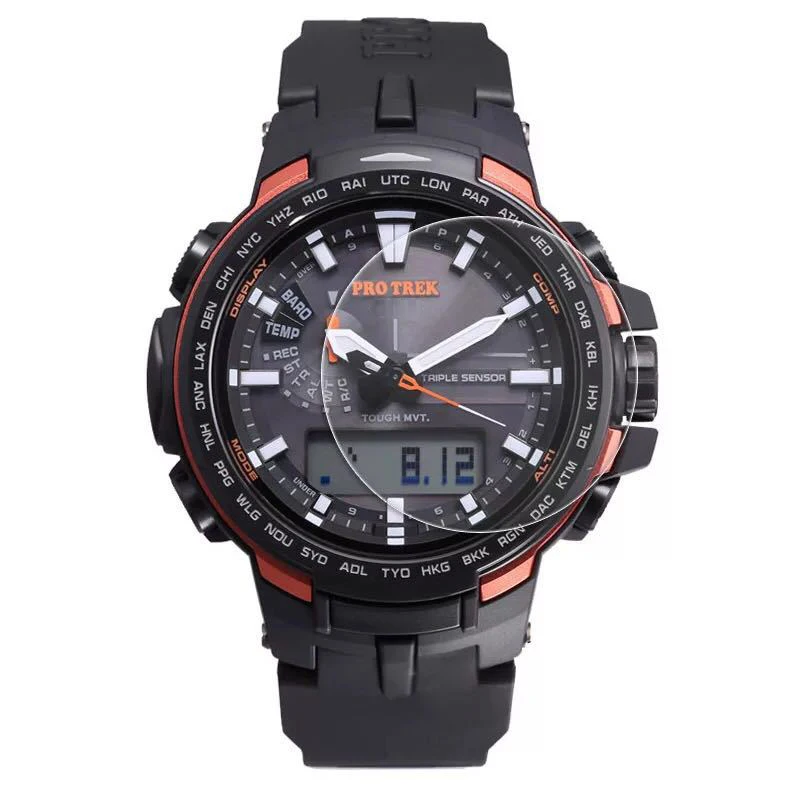 Zshion - Pellicola protettiva per schermo Casio G-Shock GAW-100, durezza 9H, in vetro temperato, per CASIO GAW100, con anti-impronte e cristalli trasparenti (2 pezzi