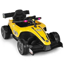 Babyjoy 12V Kids Ride on Car Electric Racing Truck Remote Control w/ MP3 & Lights Yellow