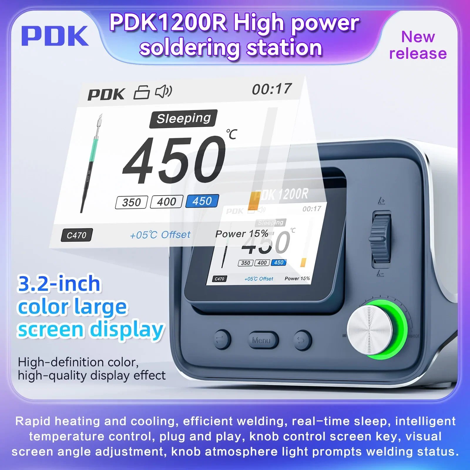 I2C PDK1200R 400W Intelligent Soldering Station T470 Handle Welding Tips for Tablet Phone Repair BGA SMD Welding Rework Station