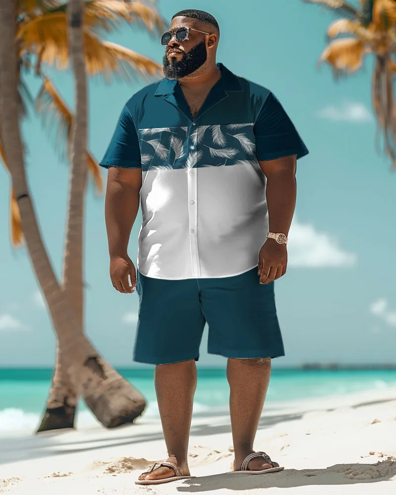 Biggmans Plus Size Set （L-9Xl） for Summer Oversize Hawaii Suit  Men's Check Print Series Short Sleeve Shirt Shorts 7Xl 8Xl 9Xl