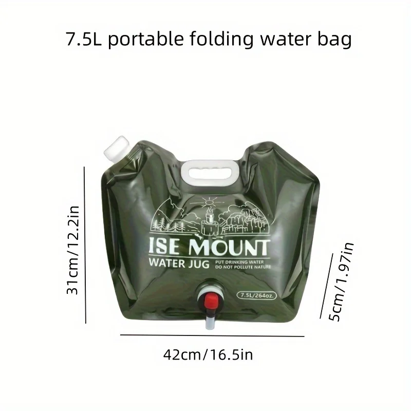 1.98 Gallon Folding Camping Water Storage Bag with Faucet – Portable Collapsible Water Container for Hiking, Travel & Outdoor Use 5