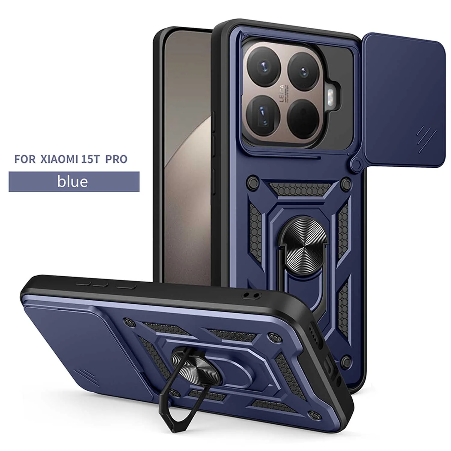 Armored Protective Phone Case with Magnetic Ring and Camera Protection