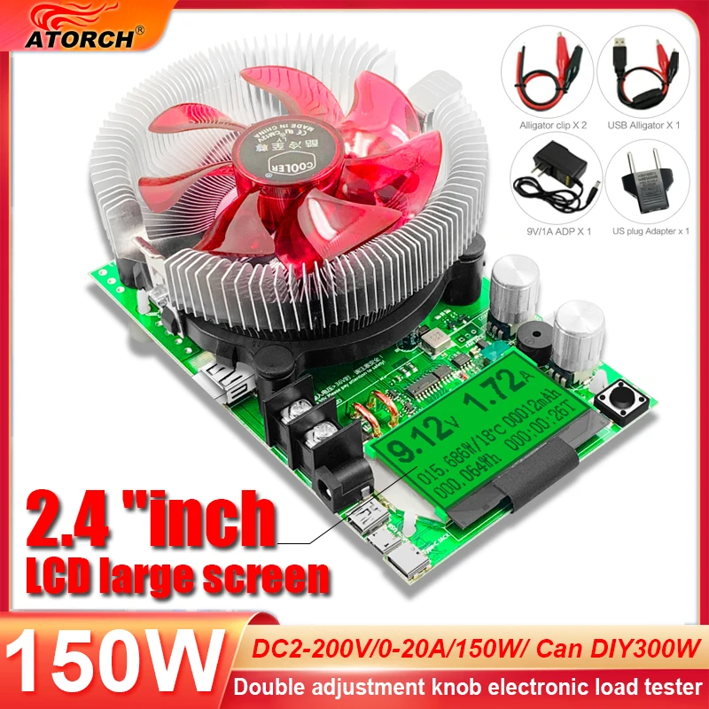 Tester Usb Per Batteria Di Carico Elettronico A Corrente Costante Regolabile Da 200V 150W Dc 12V 24V Misuratore Di Capacità Di Scarica Di Litio Al Pio