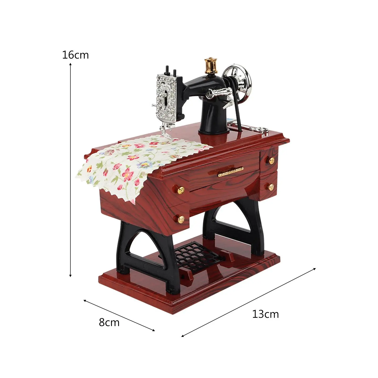 Sewing Machine Mini Music Box Clockwork Music Box for Office Birthday Home