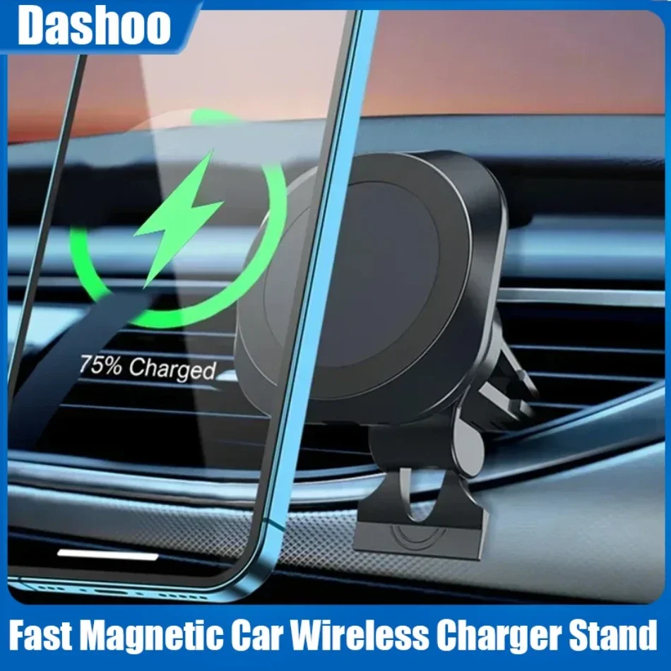 Magnetic wireless charger car stand phone holder air vent mount clip for iPhone 16-12 Pro Max Mini