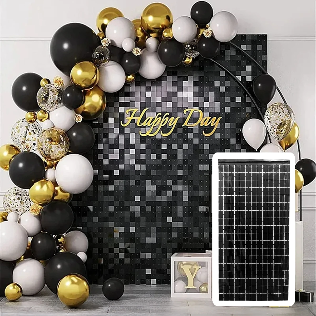 Metallic Foil Fringe Tinsel Curtains - Party Backdrop Set for Celebrations & Events