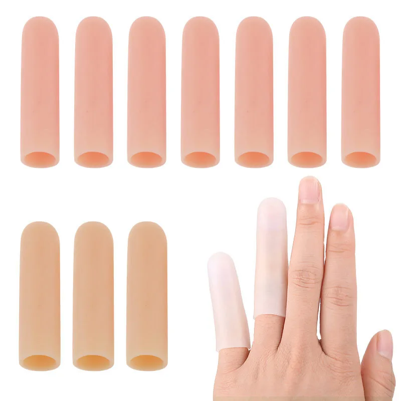 Finger Protector Gel Tubes Silicone Toe Separator Wear-Resistant Protection Fingers Corn Pain Relief Sleeve Cover Foot Care Tool 10pcs toe protector thumb care silicone soft breathable foot corns blisters toe cap cover finger protection relief pains