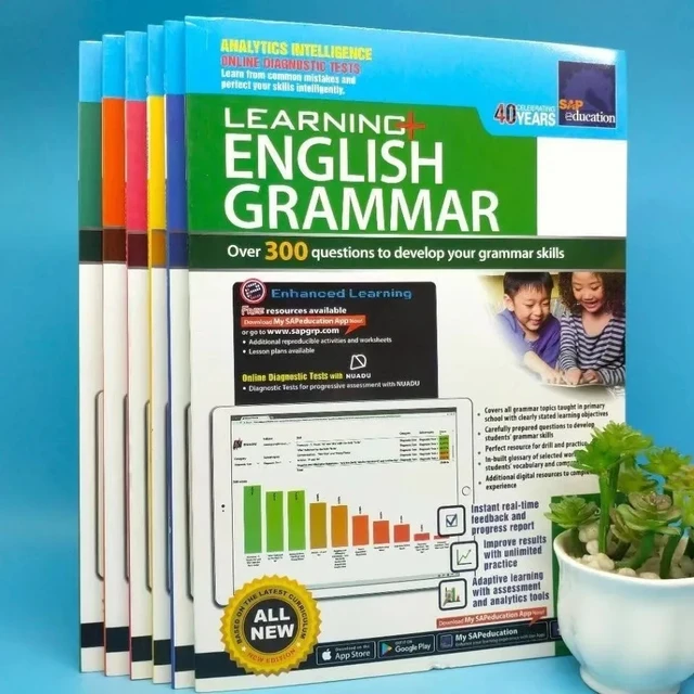 6 Books Singapore Grammar Spa 3-12 Year Old Kids Learning English Test Materials Exercise Book Textbook Notebook Exercise Book