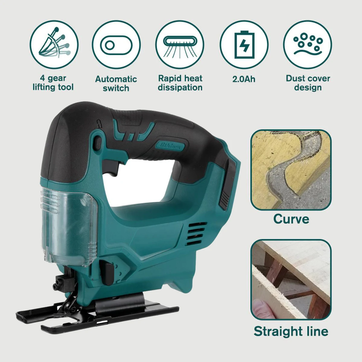 21V 65mm Cordless Jigsaw 4 Speed Electric Saw Multi Function