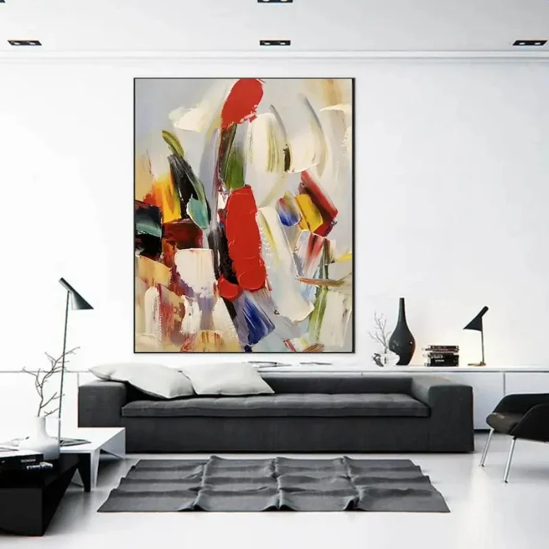 Colorful Textured Wall Art Abstract Handmade Painting On Canvas Large Wall Decor Room Decoration For Living Room Bedroom Picture - 2