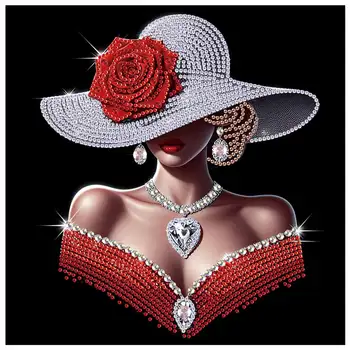 Kit di pittura con diamanti per adulti, kit di arte con diamanti a forma speciale per signora elegante fai da te per principianti per regalo di decorazione della parete di casa
