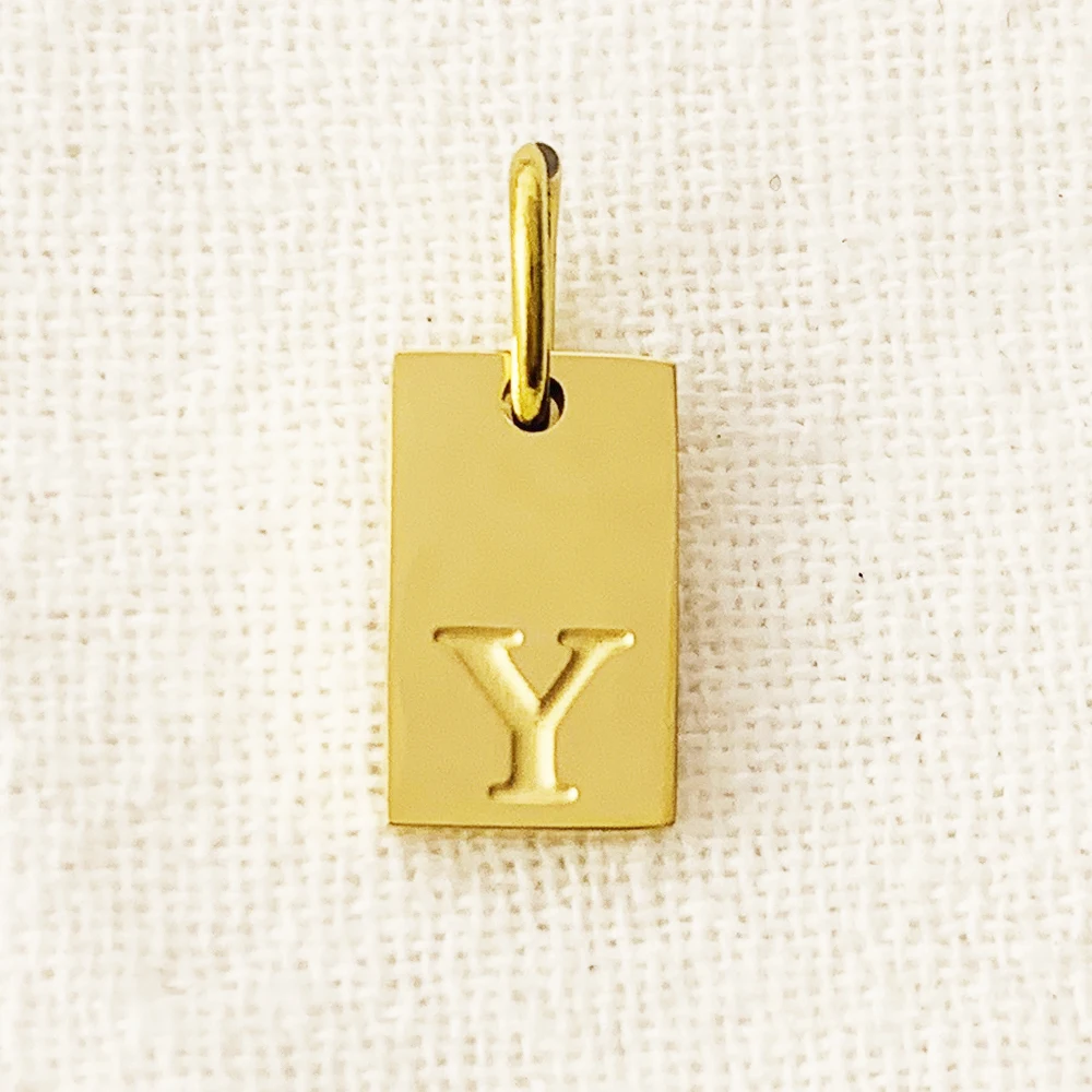 Elegant Stainless Steel Alphabet Charm Pendant for Necklaces - Engraved Lettering Women's Fashion Accessory