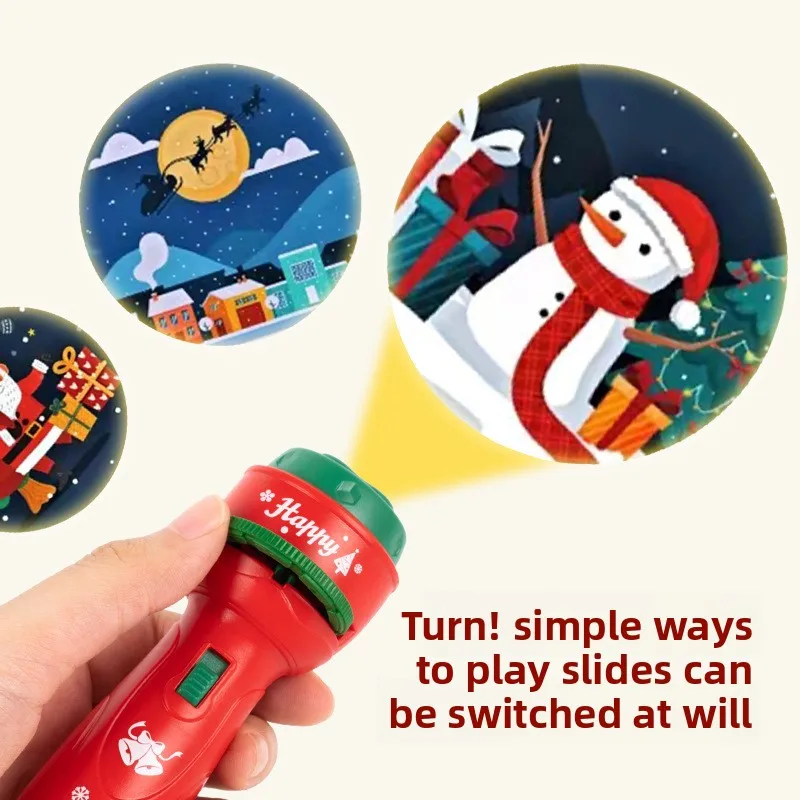 Christmas cartoon projection flashlight creative children flashlight toy projector baby toys bedtime story book toy for kids