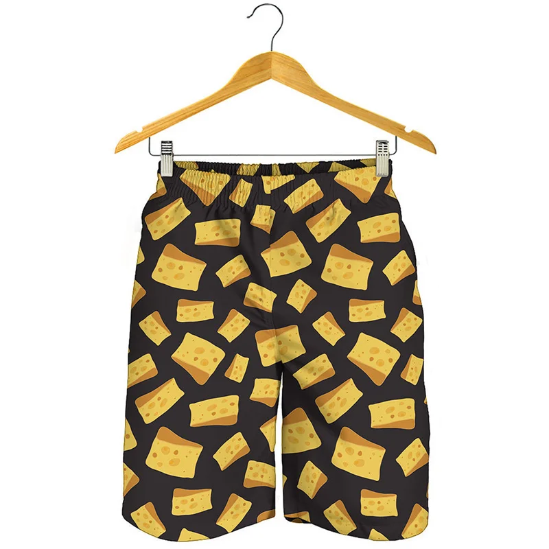 Cartoon Yellow Cheese 3D Printed Beach Shorts Men Kids Board Shorts Summer Swimming Trunks Quick Dry Oversized Surf Ice Shorts 3
