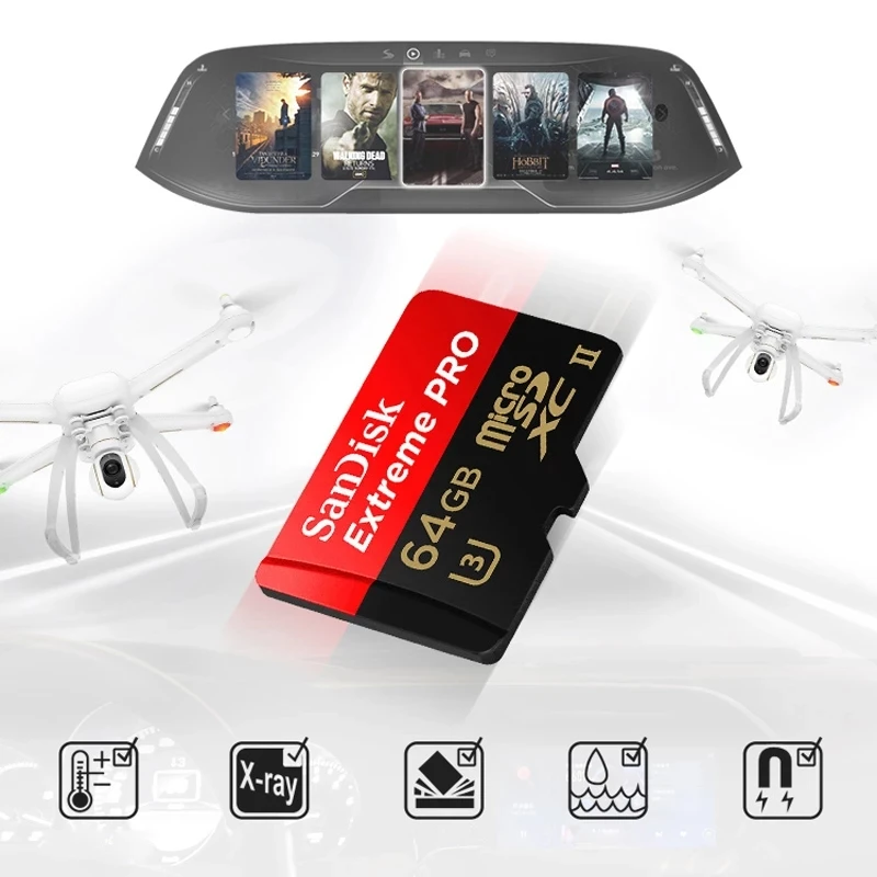 SanDisk 익스트림 프로 메모리 카드, 마이크로 SD 카드, SDXC, UHS-I, 512GB, 256GB, U3 V30, TF 플래시 카드, 카메라용 어댑터, DJI