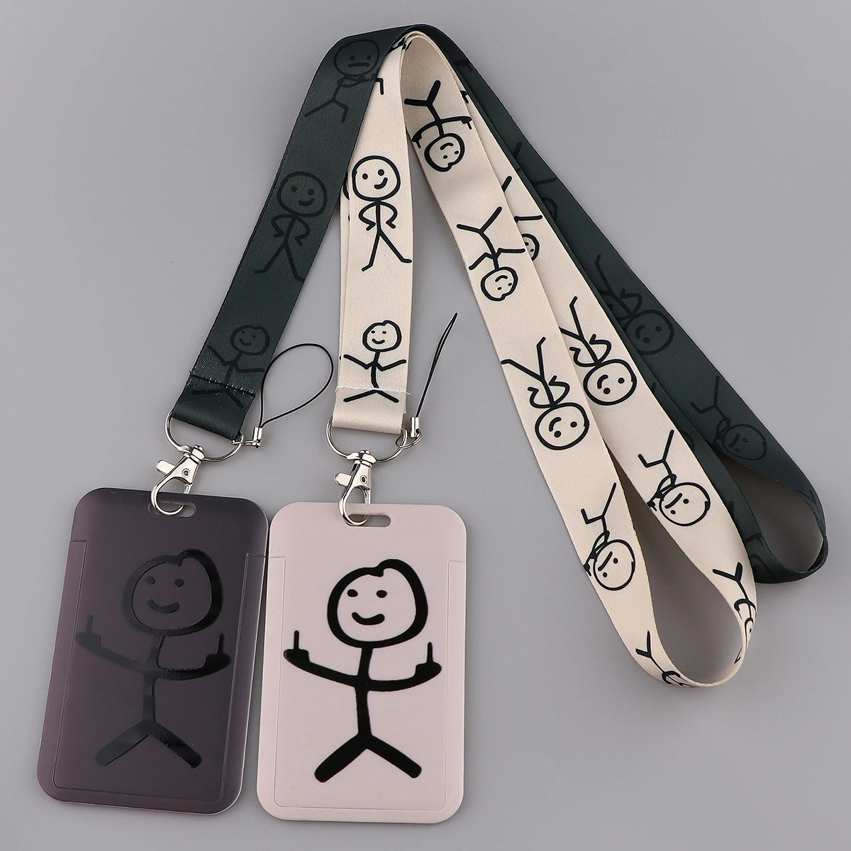 Funny-Middle-Finger-Stickman-Keychain-Cute-Lanyard-Neck-Strap-for-key ...