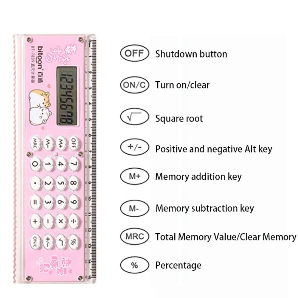 15cm Mini Ultra-thin Straight Ruler With Calculator Kawaii Stationery Drawing Tool Students Measuring Ruler Office School Supply straight ruler