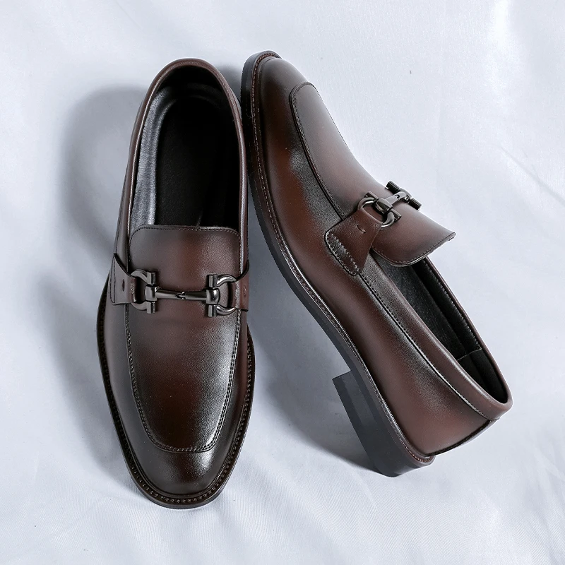 Leather Shoes Italian Mens Dress Shoes Soft Sole Business Office Casual Shoes Lightweight Leather Driving Loafer Mocassin