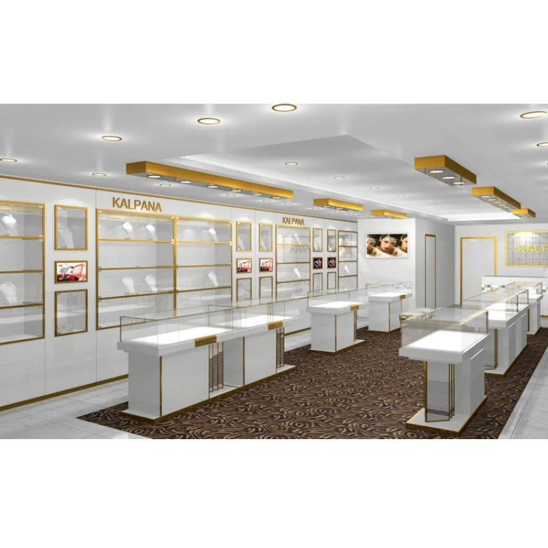 

custom.Latest Luxurious Gold Jewellery Shop Wall Showcase Design Jewelry Display Counter