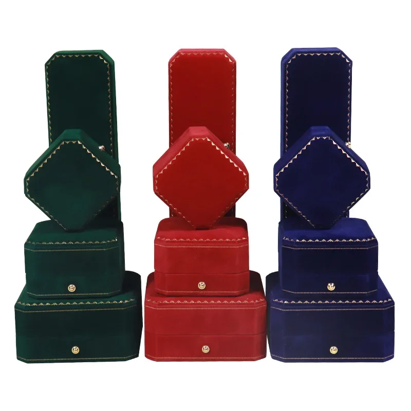 Velvet Jewelry Box Octagonal Wedding Luxury Ring Case Gift Box for Necklace Bracelet Earrings Wholesale Jewelry Packaging