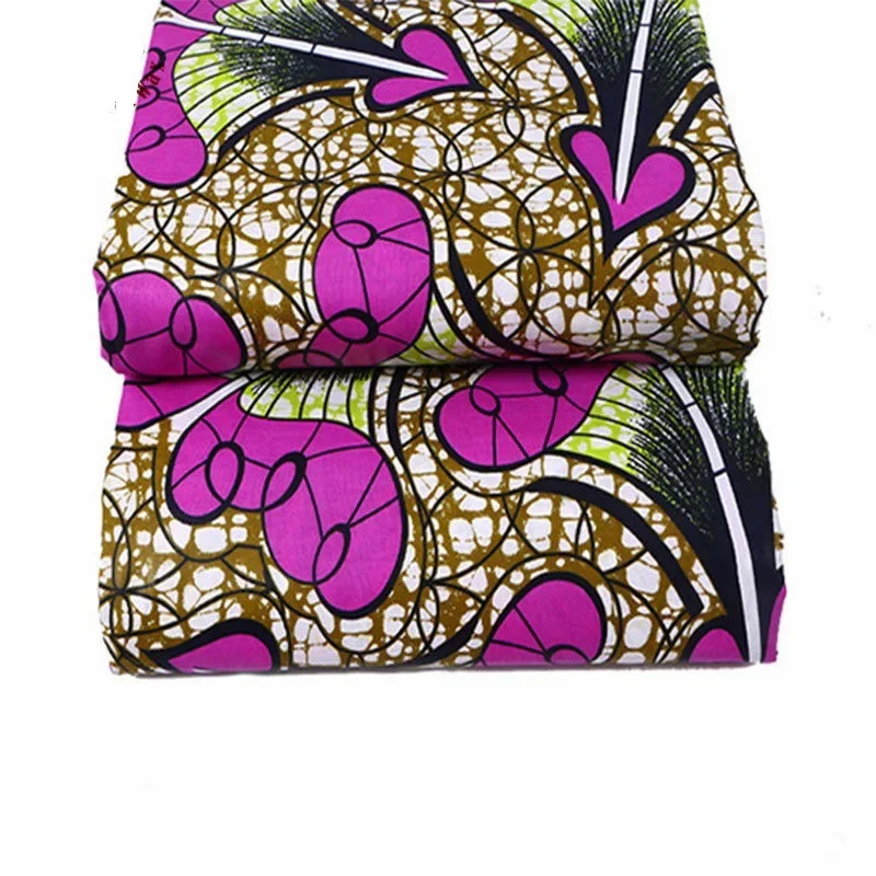 Printed purple red clothing fabric ethnic style fabricWax Fabric African Ankara clothing fabric 6yards Cotton For Sewing