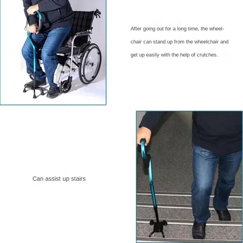 Walking Cane for Elderly Four-legged Non-slip Crutch Senior Fall-prevention Aid Rehabilitation Walking Assistant Seniors