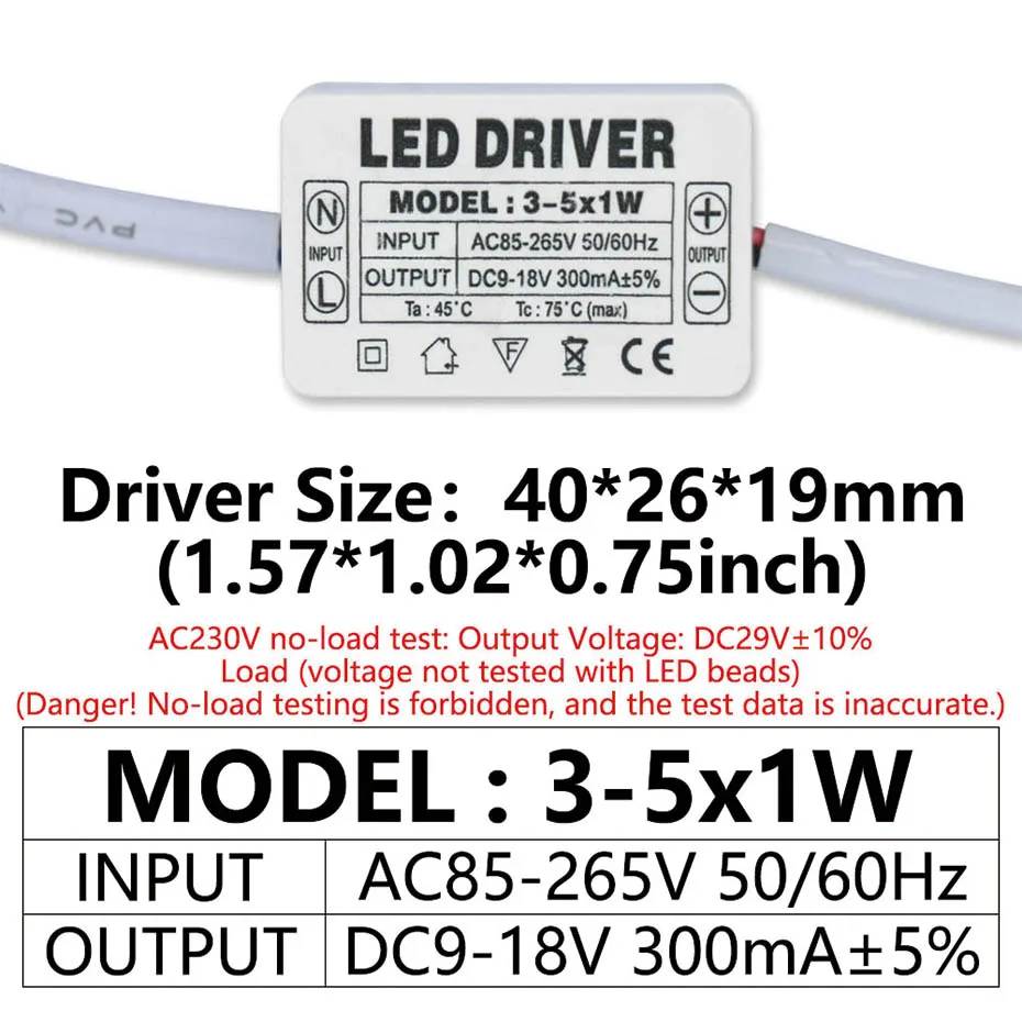 LED-Lampentreiber, Lichttransformator, 300 mA, 1–3 W, 3–5 W, 4–7 W, 8–12 W, 12–18 W, 18–25 W, 25–36 W, LED-Netzteil, Beleuchtungstransformatoren – Detail 2