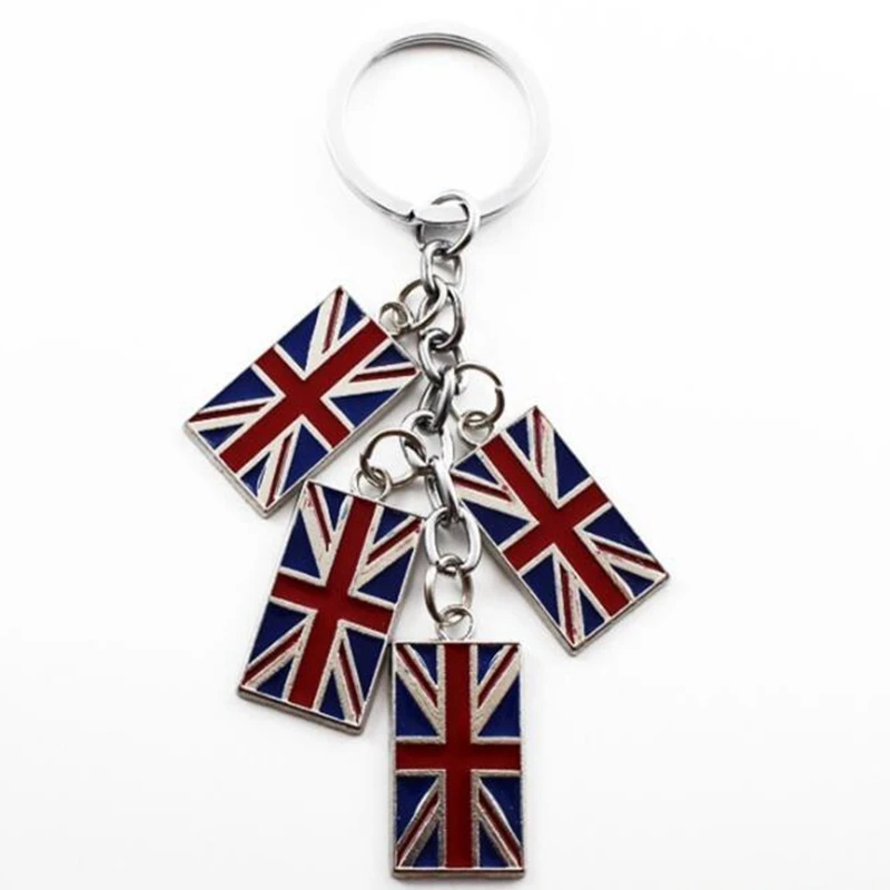 Cartoon Punk Enamel UK Flag Union Jack Keychain For Keys Car Key Ring