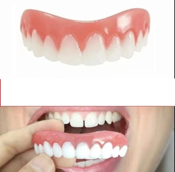 Fausses dents en Silicone, couverture supérieure et inférieure, facettes  dentaires, dentier, dentier, dentier, blanchir - AliExpress