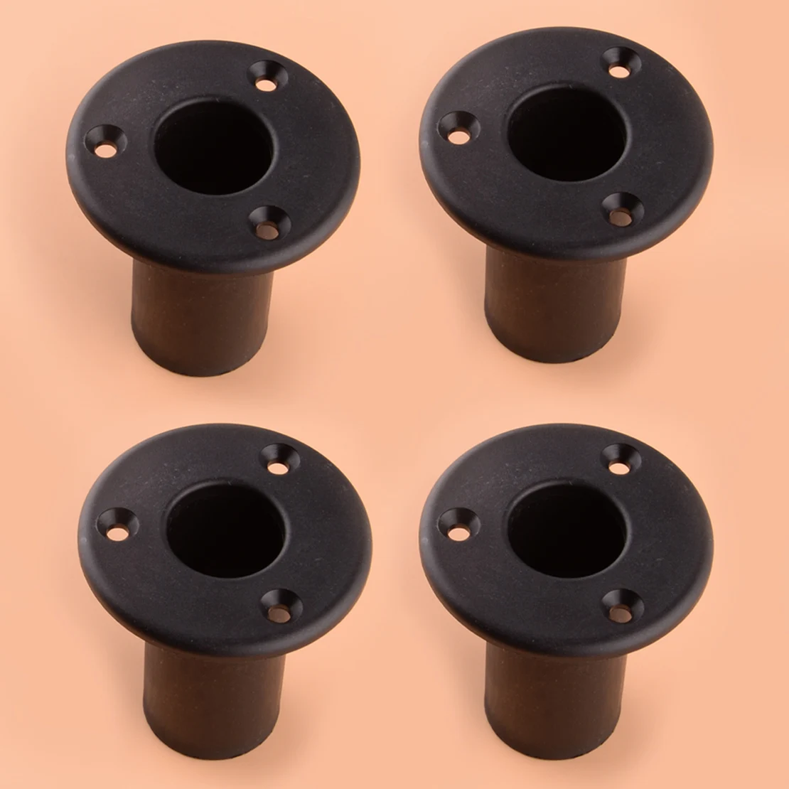 4Pcs Marine Black Extra Cup Mount Set for Removable Folding Pontoon Ladder Insert Plug Base 1\