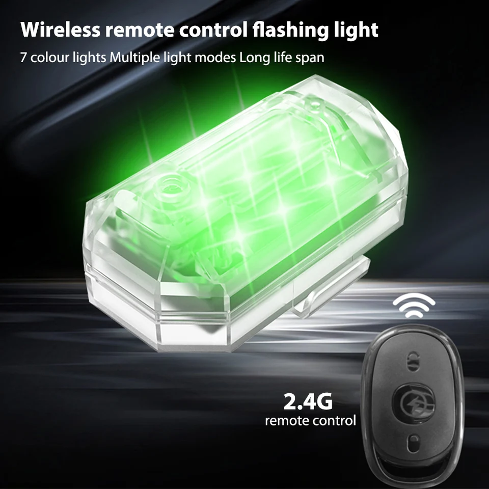 4-Pack Wireless LED Strobe Lights With Remote - USB Rechargeable, Waterproof, 8 Colors For Cars, Bikes, RC
