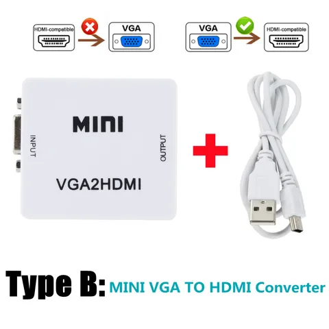 HDMI-Compatible To VGA Adapter for PS3 XBOX PC Laptop HDTV Projector DVD Switch VGA TO HDMI-Compatible Video Converter Box