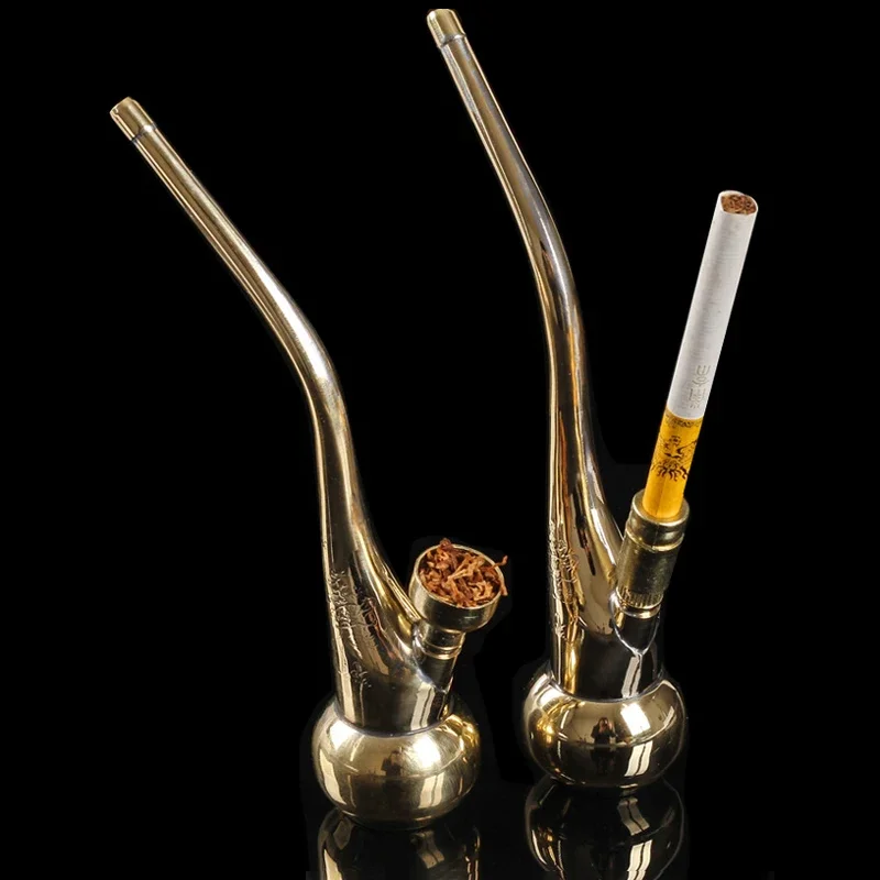 Mini Hookah Brass Tobacco Shisha Water Pipes for Cigarette Portable Dual use Water Smoking Pipes Gift for Men Accessories