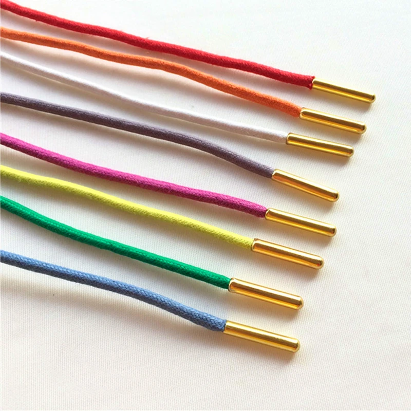 Weiou 30 Pairs Bulk Order 100% Cotto Waxed Ropes Solid Colored Casual Dress Matin Shoe Lace With Golden Metal Aglet Dropshipping