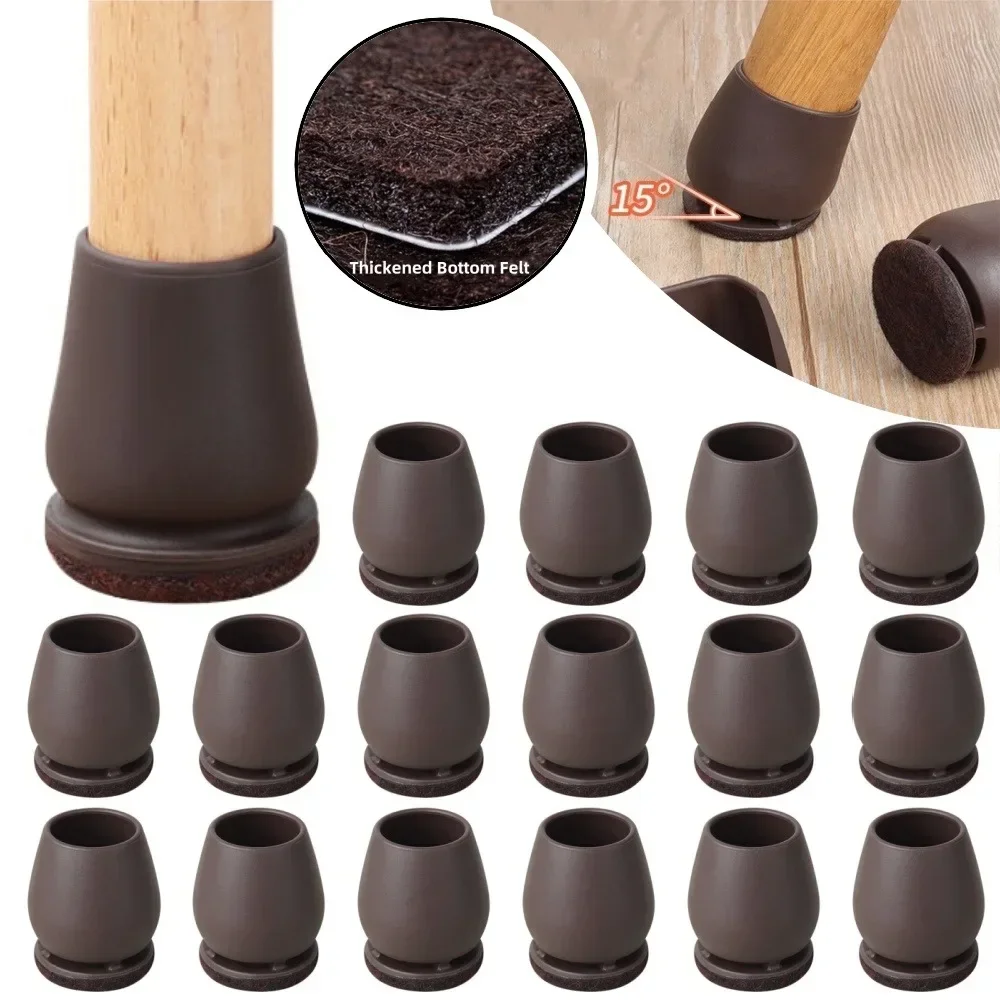 Set of 8/16 TPE Chair Leg Protectors with Felt Pads for Floor Protection and Furniture Gliding