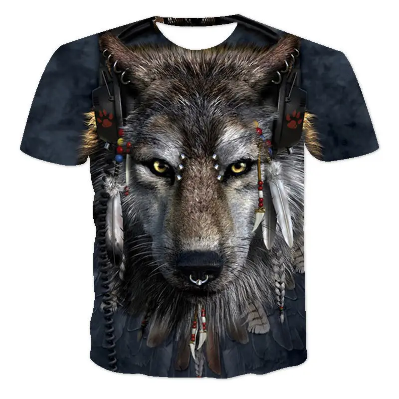 Summer New Wolf Shirt Wolves Shirts Wild Animal 3d Printed Graphic T-shirt Fashion Oversized Male Short Sleeve O-neck Leisuretop cotton shirts