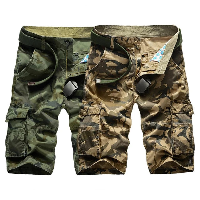 Pantalones cortos de camuflaje para hombre, pantalón informal con cintura  elástica, estilo militar, y el trabajo para la playa, novedad de verano 2023  - AliExpress