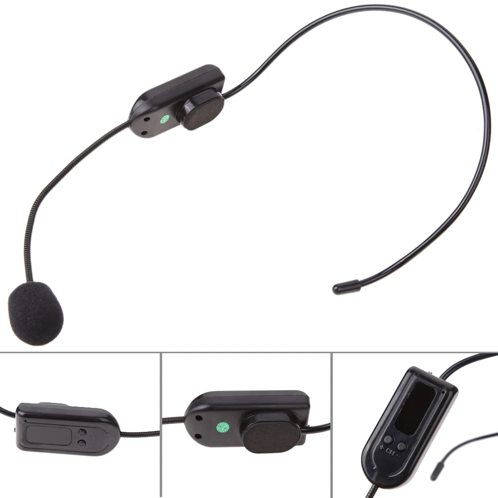 FM Wireless Microphone Headset Megaphone 87 MHz-108MHz Voice Amplifier Multi-channel for Speaking Teaching Tour Guide Instructor