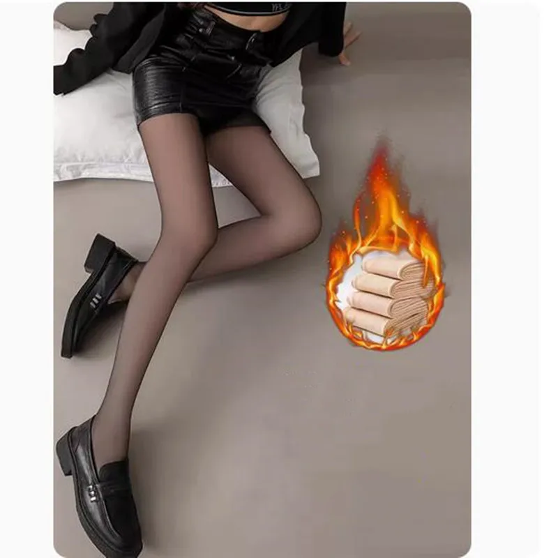 

Thermal Stockings Woman Fleece Tights Sexy Winter Warm Pantyhose Translucent Slim Thicken Tights Elastic Velvet Pantyhose Female