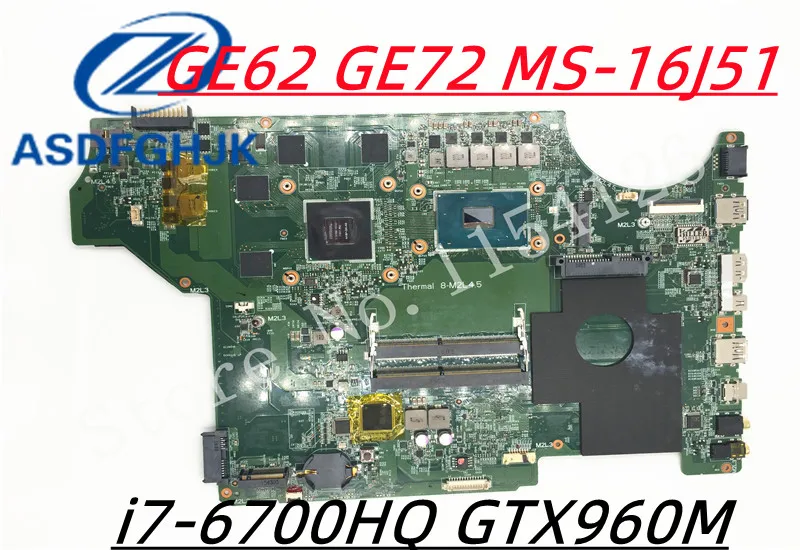 For Msi Ge62 6qd-004us Laptop Motherboard Ms-16j51 Ms-16j5 Motherboard ...