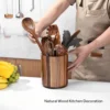 Extra Large Acacia Wood Utensil Holder - 360° Rotating Countertop Organizer, 19.3cm Kitchen Storage for Spoons, Whisks 3