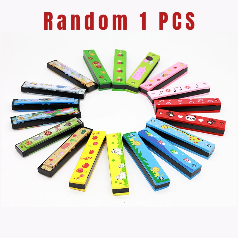 16 Holes Cute Harmonica Musical Instrument Montessori Educational Toys Cartoon Pattern Kids Wind Instrument Children Gift Kids