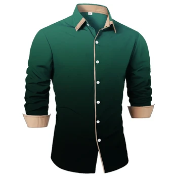 Camicia a maniche lunghe da uomo camicia ampia classica 10 colori cambiamento graduale moda casual risvolto comodo top da uomo 1